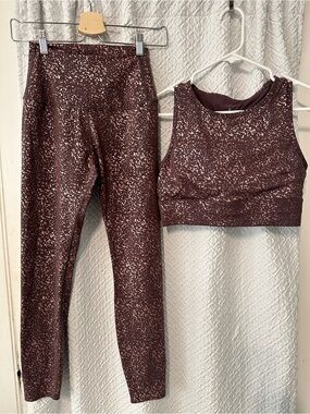 Tavi Active 2-Piece Metallic Set - Dusty Rose/Mauve Workout Top and Leggings